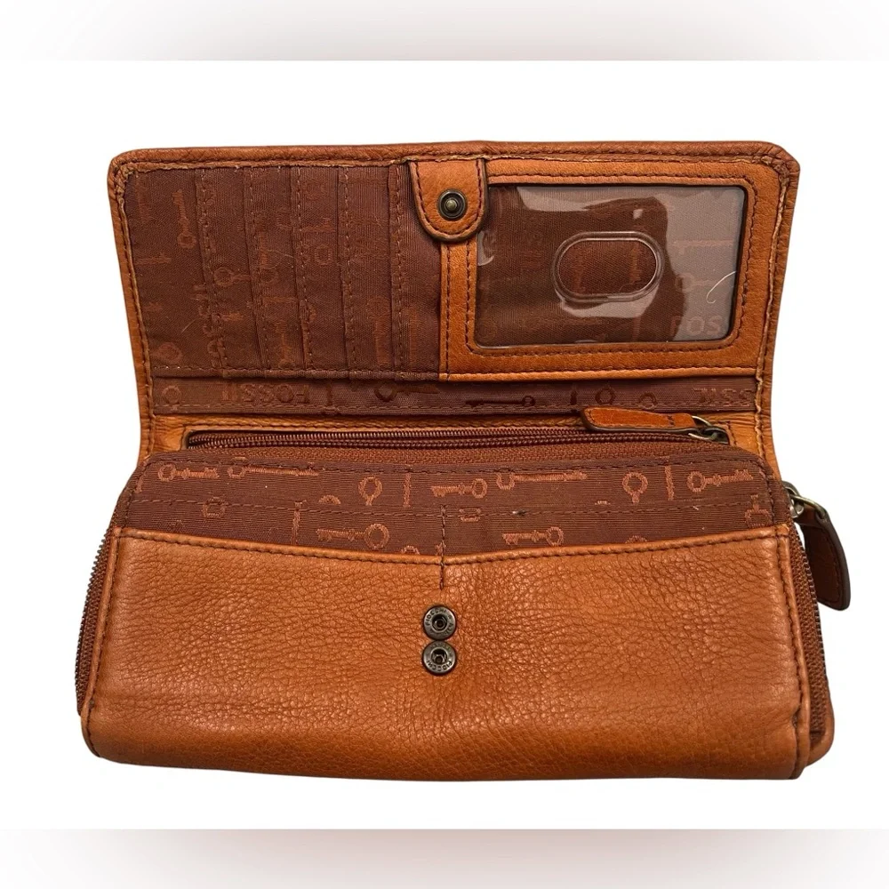 Fossil Vintage Brown Soft Leather Boho Multiple Compartments Wallet - Picture 3 of 9